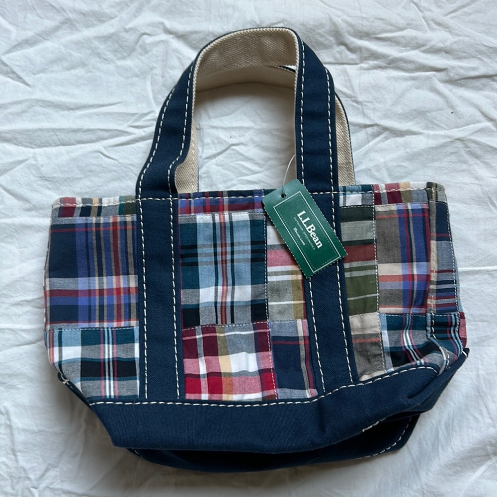 L.L. Bean multicolored madras Mini Ziptop Tote